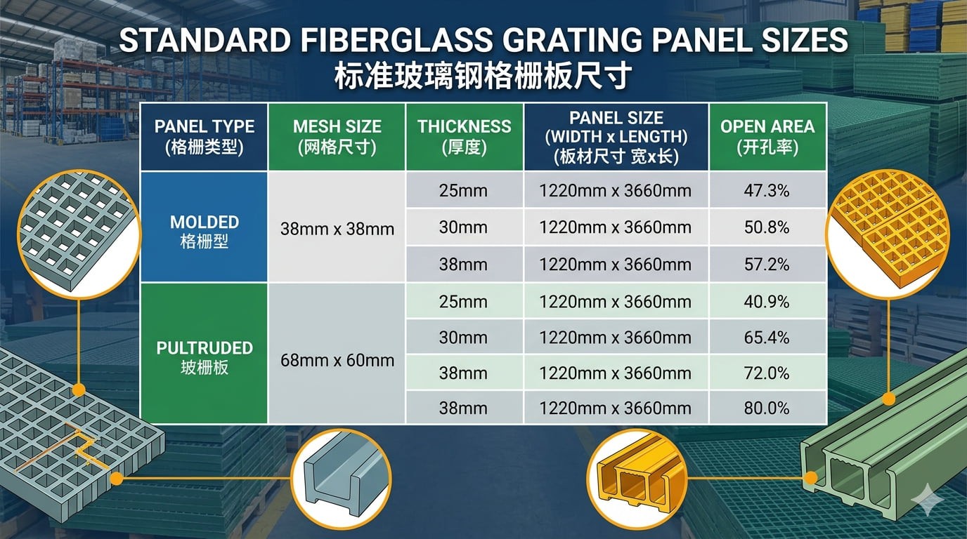 standard fiberglass grating panel sizes showing standard fiberglass grating panel sizes showing