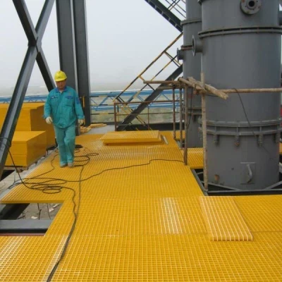 FRP grating used in cooling tower walkway platform FRP grating used in cooling tower walkway platform